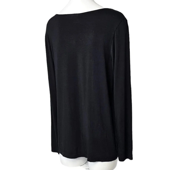Bryn Walker Modal Scoop  Neck Long Sleeve Top Black Size Medium - Picture 4 of 8